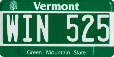 VT license plate WIN525