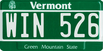 VT license plate WIN526