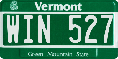 VT license plate WIN527