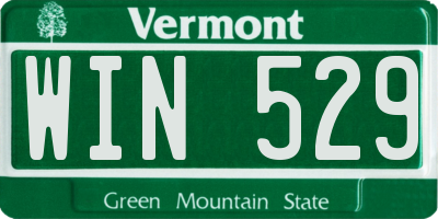VT license plate WIN529