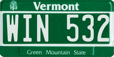 VT license plate WIN532