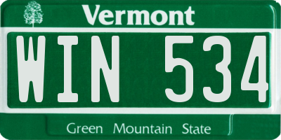 VT license plate WIN534