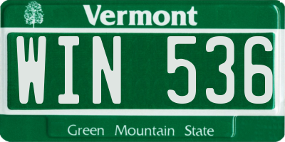 VT license plate WIN536