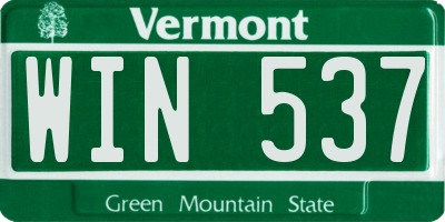 VT license plate WIN537