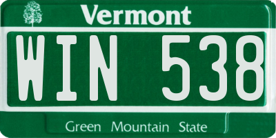 VT license plate WIN538