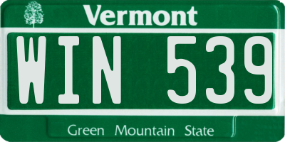VT license plate WIN539
