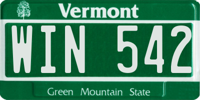 VT license plate WIN542
