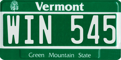 VT license plate WIN545