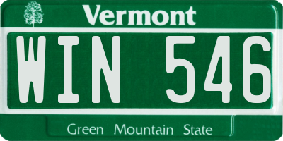 VT license plate WIN546
