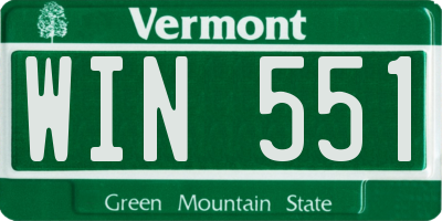 VT license plate WIN551