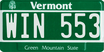 VT license plate WIN553