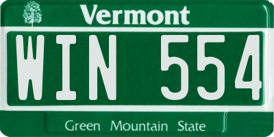 VT license plate WIN554