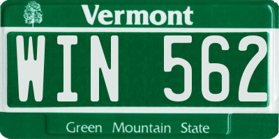 VT license plate WIN562