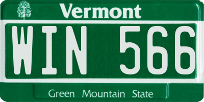 VT license plate WIN566