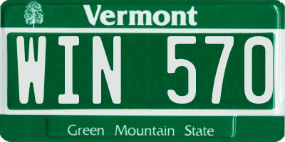 VT license plate WIN570