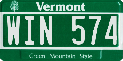 VT license plate WIN574