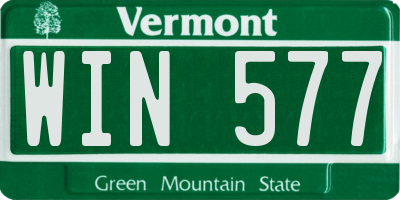 VT license plate WIN577
