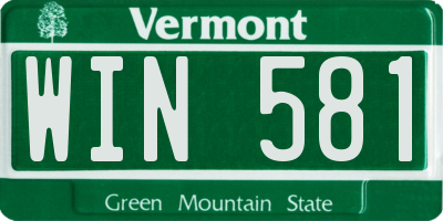 VT license plate WIN581