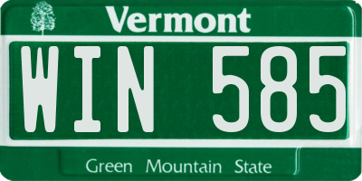 VT license plate WIN585