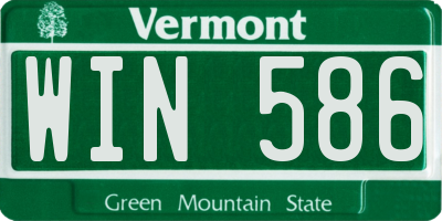 VT license plate WIN586