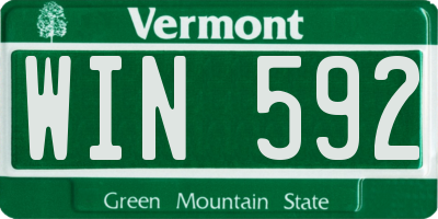VT license plate WIN592