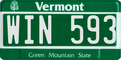 VT license plate WIN593