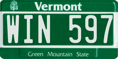 VT license plate WIN597