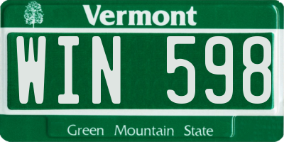 VT license plate WIN598