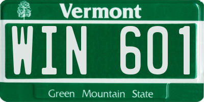 VT license plate WIN601