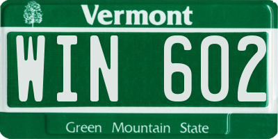 VT license plate WIN602