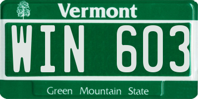 VT license plate WIN603
