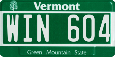 VT license plate WIN604