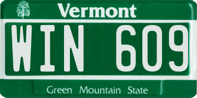 VT license plate WIN609