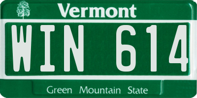 VT license plate WIN614