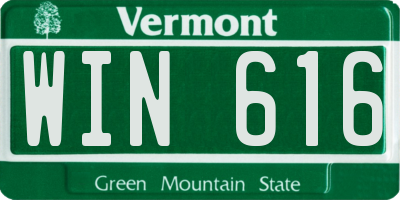 VT license plate WIN616