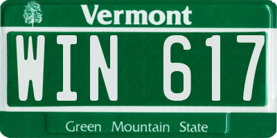 VT license plate WIN617