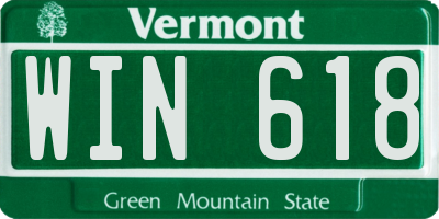 VT license plate WIN618