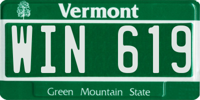 VT license plate WIN619