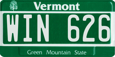 VT license plate WIN626