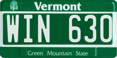 VT license plate WIN630
