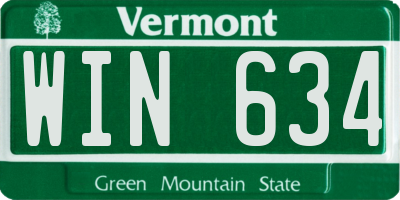 VT license plate WIN634