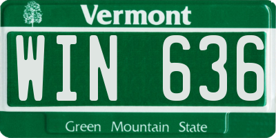 VT license plate WIN636