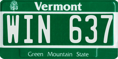 VT license plate WIN637