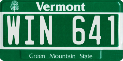 VT license plate WIN641