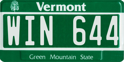 VT license plate WIN644