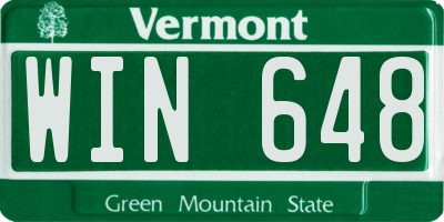 VT license plate WIN648