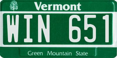 VT license plate WIN651
