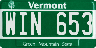 VT license plate WIN653
