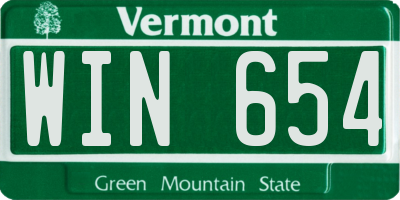 VT license plate WIN654