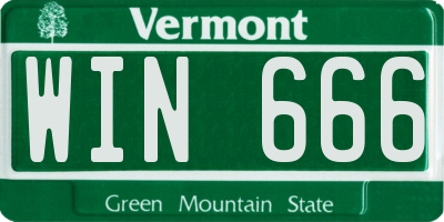 VT license plate WIN666